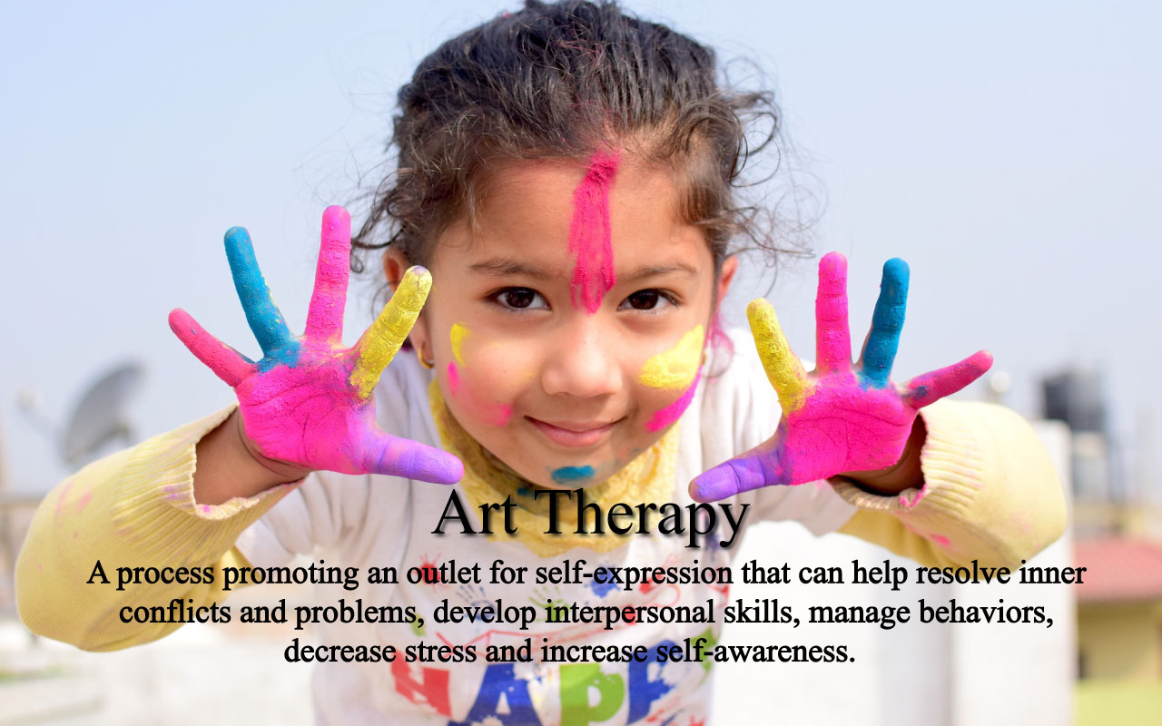 A process promoting an outlet for self-expression that can help resolve inner conflicts and problems, develop interpersonal skills, manage behaviors, decrease stress and increase self-awareness.